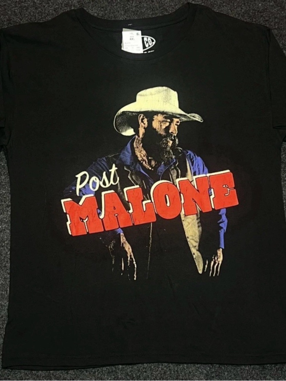 Post Malone Black Short-Sleeve Graphic Tee with Red Logo
